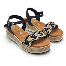 Cargar imagen en el visor de la galería, Sandalia de Piel y Esparto OH MY SANDALS 6013 Negro/Natural