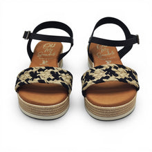 Cargar imagen en el visor de la galería, Sandalia de Piel y Esparto OH MY SANDALS 6013 Negro/Natural