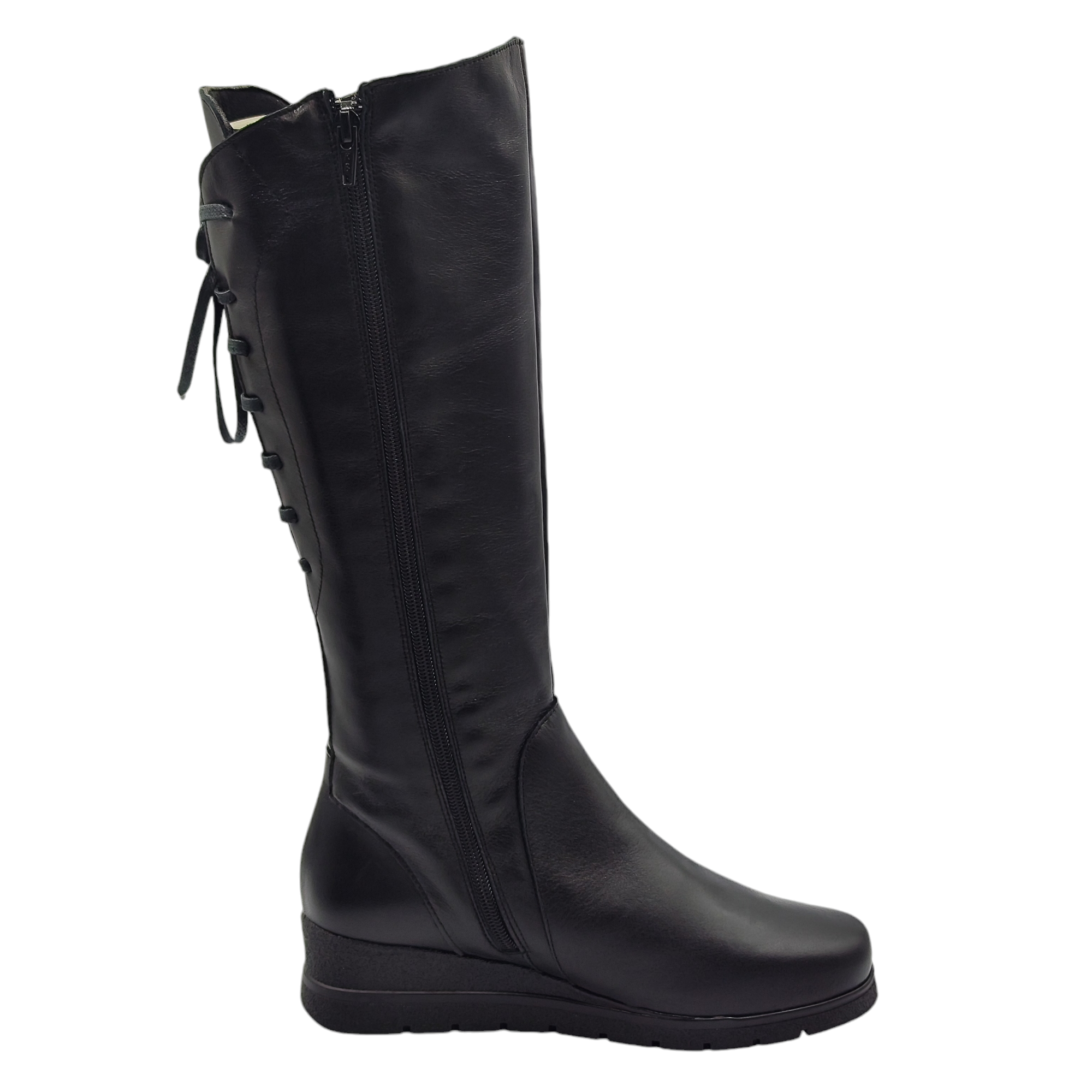 Bota Alta de Piel Valerias 6517 Negra