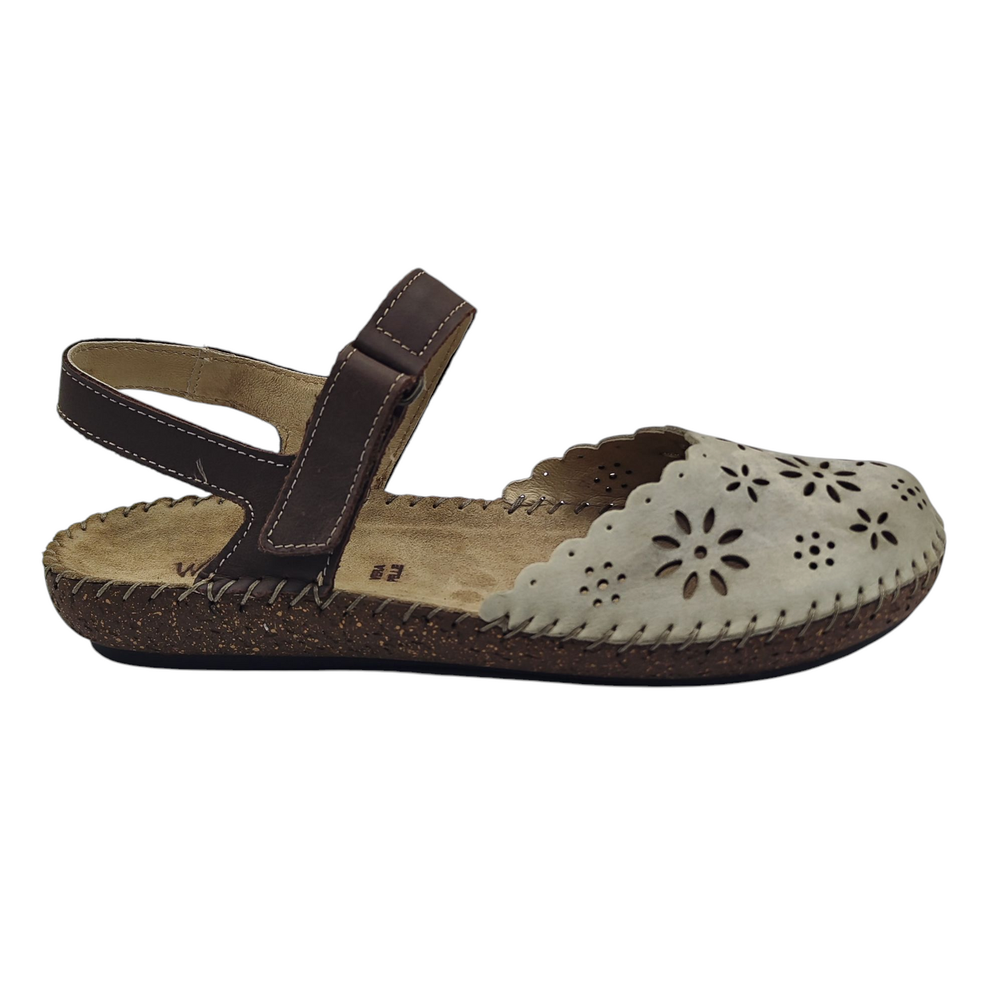 Sandalia Cerrada de Piel WALK & FLY 7261 Marrón/Perla