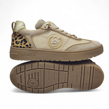 Cargar imagen en el visor de la galería, Zapatilla piel y serraje 162504 Carmela en beige y print
