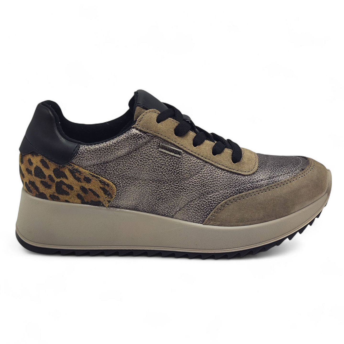Zapatilla Tex piel metalizada Imac 858248 taupe y print