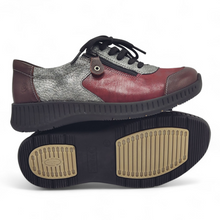 Cargar imagen en el visor de la galería, Zapato Confort Piel cremallera y cordón 3302 SUAVE granate y gris
