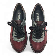 Cargar imagen en el visor de la galería, Zapato Confort Piel cremallera y cordón 3302 SUAVE granate y gris
