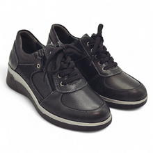 Cargar imagen en el visor de la galería, Zapato Confort y Piel con cordón y cremallera 3582 SUAVE Negro
