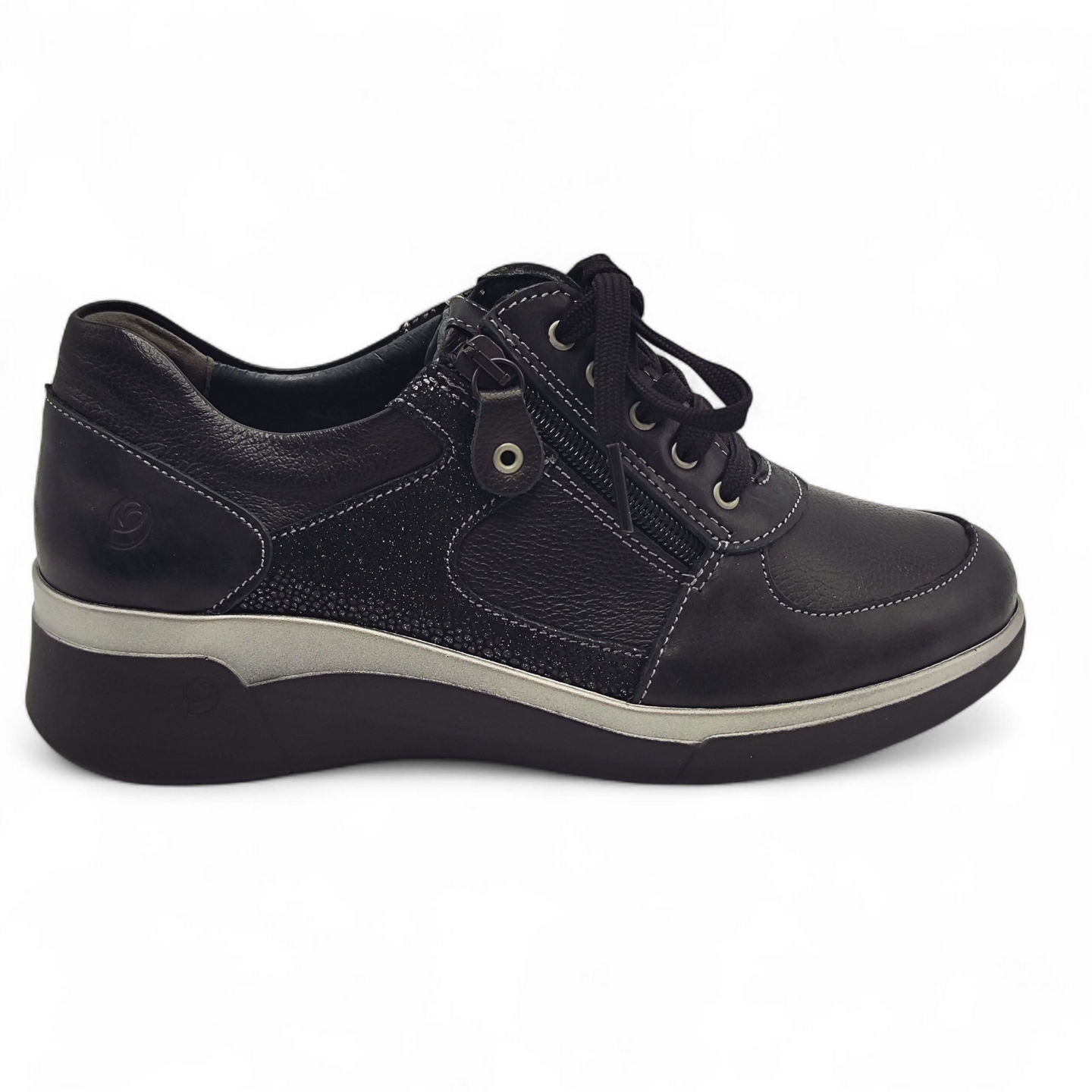 Zapato Confort y Piel con cordón y cremallera 3582 SUAVE Negro