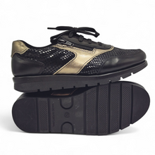 Cargar imagen en el visor de la galería, Zapato piel y licra serpiente LEYLAND 4151 Negro
