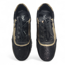 Cargar imagen en el visor de la galería, Zapato piel y licra serpiente LEYLAND 4151 Negro
