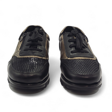 Cargar imagen en el visor de la galería, Zapato piel y licra serpiente LEYLAND 4151 Negro
