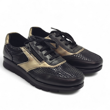 Cargar imagen en el visor de la galería, Zapato piel y licra serpiente LEYLAND 4151 Negro
