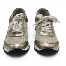 Cargar imagen en el visor de la galería, Zapato Piel y Lino Suave 3909 Plata
