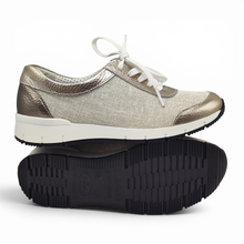 Cargar imagen en el visor de la galería, Zapato Piel y Lino Suave 3909 Plata
