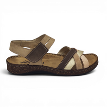 Cargar imagen en el visor de la galería, Sandalia de Piel Multitiras Walk &amp; Fly 3861 43170 Combi Taupe
