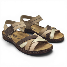 Cargar imagen en el visor de la galería, Sandalia de Piel Multitiras Walk &amp; Fly 3861 43170 Combi Taupe
