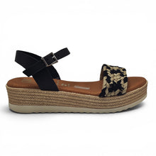 Cargar imagen en el visor de la galería, Sandalia de Piel y Esparto OH MY SANDALS 6013 Negro/Natural
