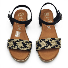 Cargar imagen en el visor de la galería, Sandalia de Piel y Esparto OH MY SANDALS 6013 Negro/Natural

