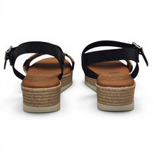 Cargar imagen en el visor de la galería, Sandalia de Piel y Esparto OH MY SANDALS 6013 Negro/Natural
