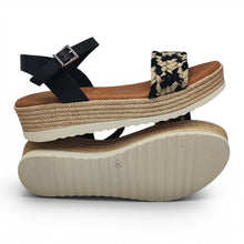 Cargar imagen en el visor de la galería, Sandalia de Piel y Esparto OH MY SANDALS 6013 Negro/Natural
