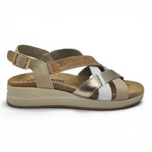 Cargar imagen en el visor de la galería, Sandalia Multitiras de Piel TREINTA´S 4535 Combi Camel
